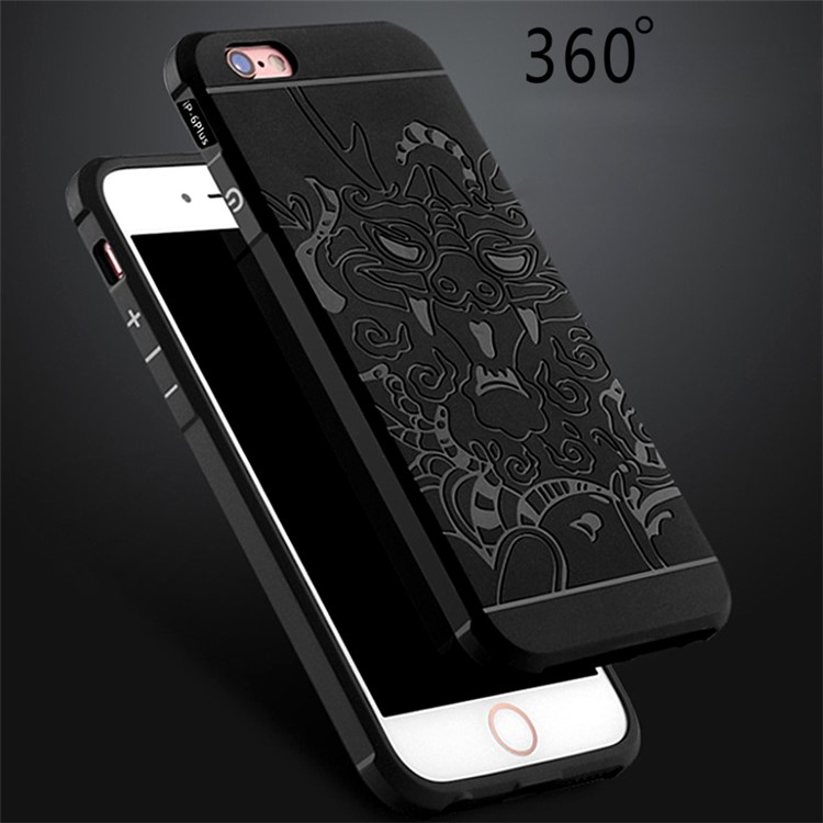 Auspicious Dragon Pattern Drop-proof Imprint TPU Case for iPhone 6s Plus / 6s Plus - Black-4