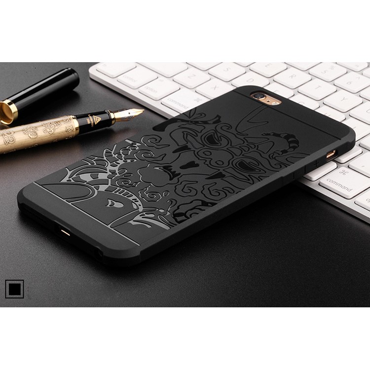 Auspicious Dragon Pattern Drop-proof Imprint TPU Case for iPhone 6s Plus / 6s Plus - Black-6