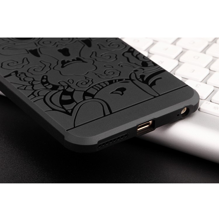 Auspicious Dragon Pattern Drop-proof Imprint TPU Case for iPhone 6s Plus / 6s Plus - Black-9