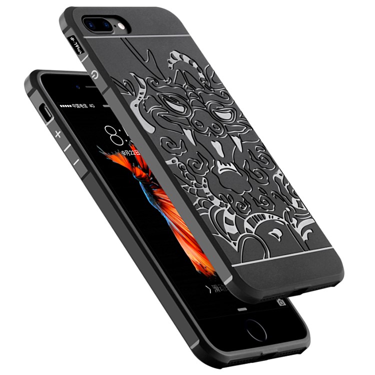 Auspicious Dragon Pattern Drop-proof Imprint TPU Case for iPhone 7 Plus - Black-2