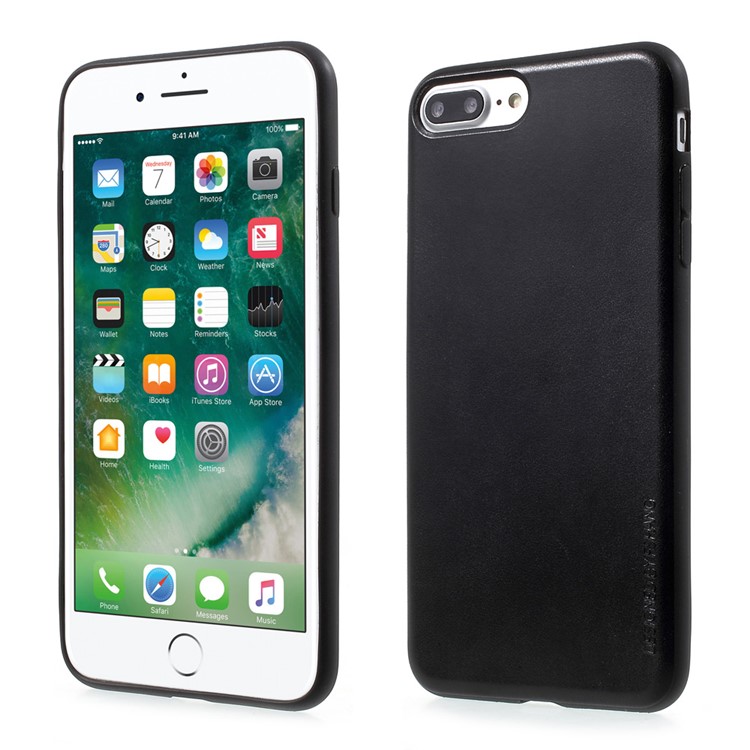 FSHANG Matte PU Leather Coated TPU Phone Case for iPhone 7 Plus 5.5 inch - Black-1