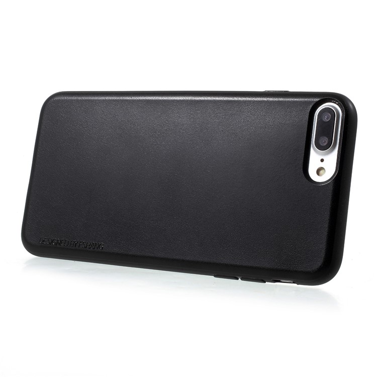 FSHANG Matte PU Leather Coated TPU Phone Case for iPhone 7 Plus 5.5 inch - Black-3