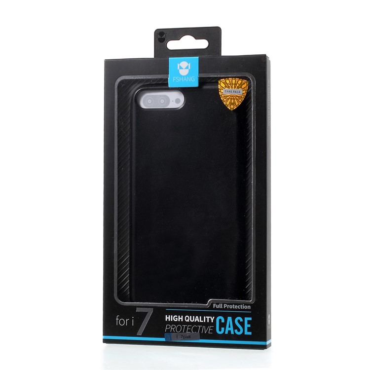 FSHANG Matte PU Leather Coated TPU Phone Case for iPhone 7 Plus 5.5 inch - Black-8