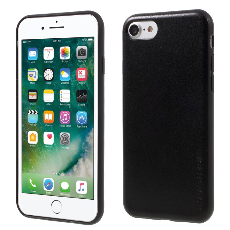 FSHANG Matte PU Leather Coated TPU Phone Case for iPhone 7 4.7 inch - Black-1