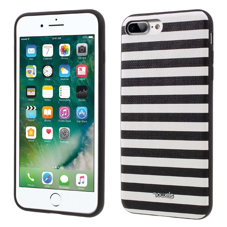 TOWEIS Hybrid Cellphone Case for iPhone 7 Plus (Leather Skin + PC + TPU) Built-in Magnetic Holder Metal Sheet - White-1