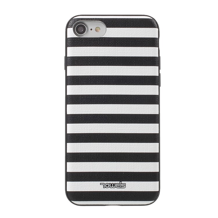 TOWEIS Leather Coated PC TPU Cellphone Case for iPhone 7 Built-in Magnetic Holder Metal Sheet - White-2