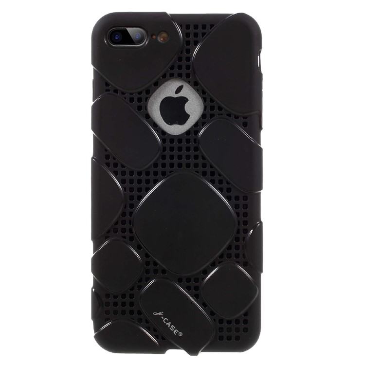 J-CASE Ice Series for iPhone 7 Plus Grid Pattern TPU Drop-proof Phone Casing - Black-2