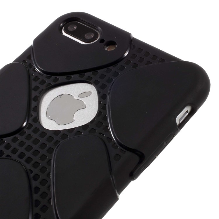 J-CASE Ice Series for iPhone 7 Plus Grid Pattern TPU Drop-proof Phone Casing - Black-3