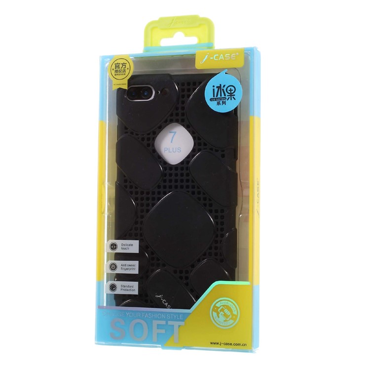 J-CASE Ice Series for iPhone 7 Plus Grid Pattern TPU Drop-proof Phone Casing - Black-6
