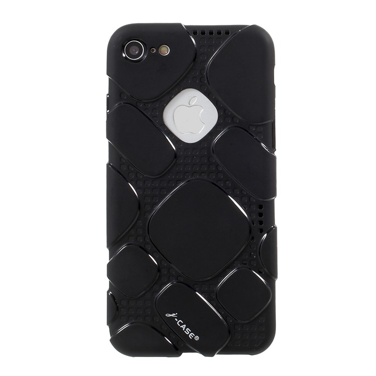 J-CASE Ice Series for iPhone 7 4.7 Grid Pattern Shockproof TPU Back Case - Black-2