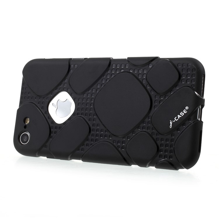 J-CASE Ice Series for iPhone 7 4.7 Grid Pattern Shockproof TPU Back Case - Black-3