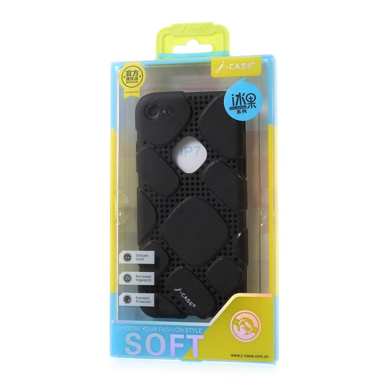 J-CASE Ice Series for iPhone 7 4.7 Grid Pattern Shockproof TPU Back Case - Black-8