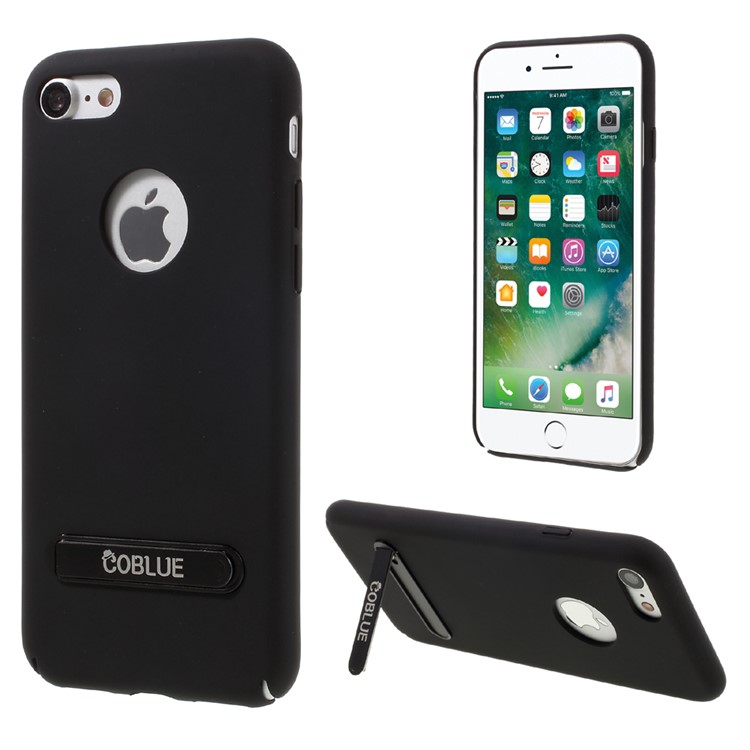COBLUE Dazzle Wind Series Rubberized PC Phone Case with Kickstand for iPhone 7 - Black-1