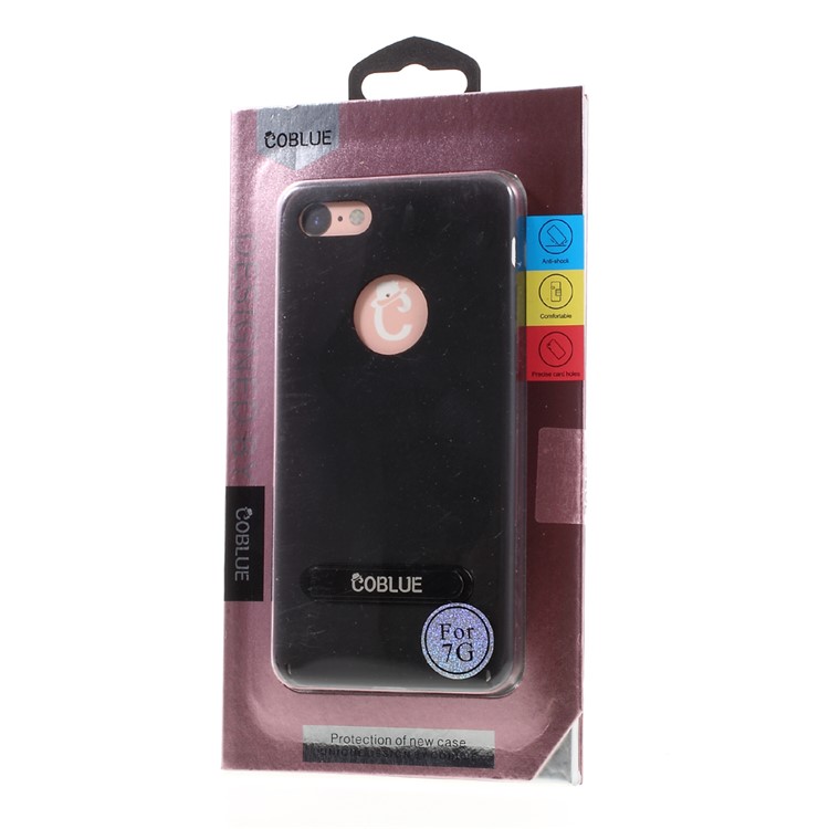 COBLUE Dazzle Wind Series Rubberized PC Phone Case with Kickstand for iPhone 7 - Black-9