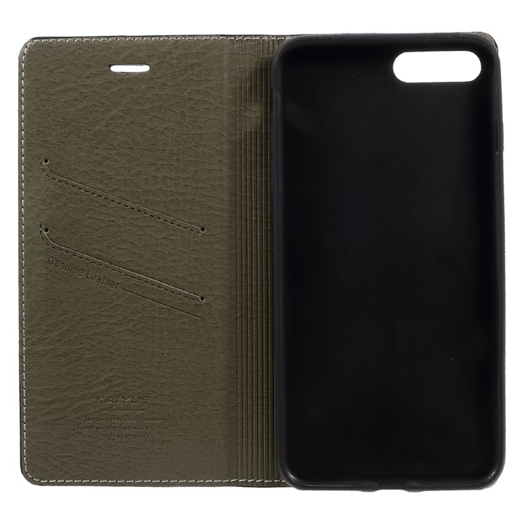 KAIYUE Crocodile Grain Auto-absorbed Genuine Leather Phone Case for iPhone 7 Plus 5.5 - Black-11