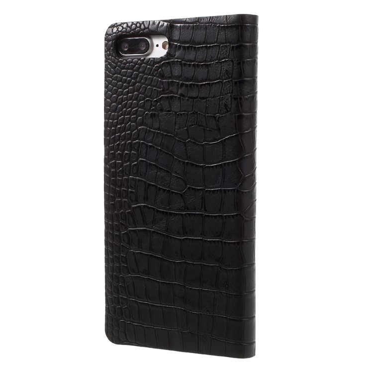 KAIYUE Crocodile Grain Auto-absorbed Genuine Leather Phone Case for iPhone 7 Plus 5.5 - Black-2