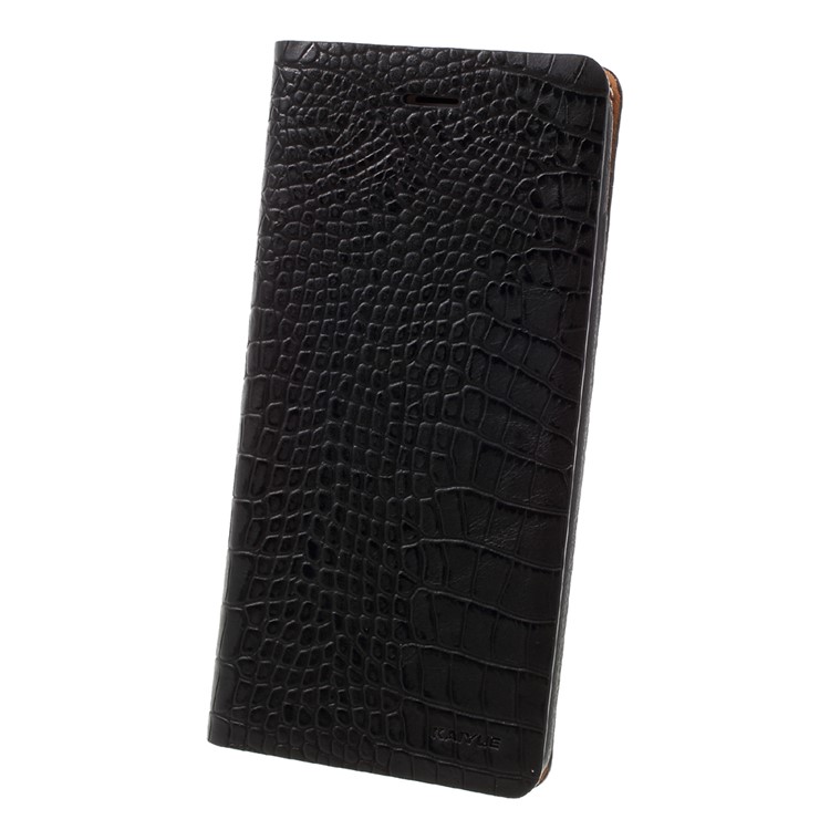 KAIYUE Crocodile Grain Auto-absorbed Genuine Leather Phone Case for iPhone 7 Plus 5.5 - Black-4