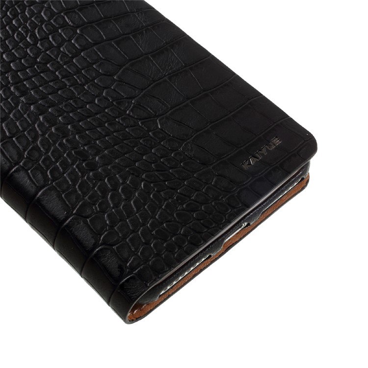 KAIYUE Crocodile Grain Auto-absorbed Genuine Leather Phone Case for iPhone 7 Plus 5.5 - Black-8