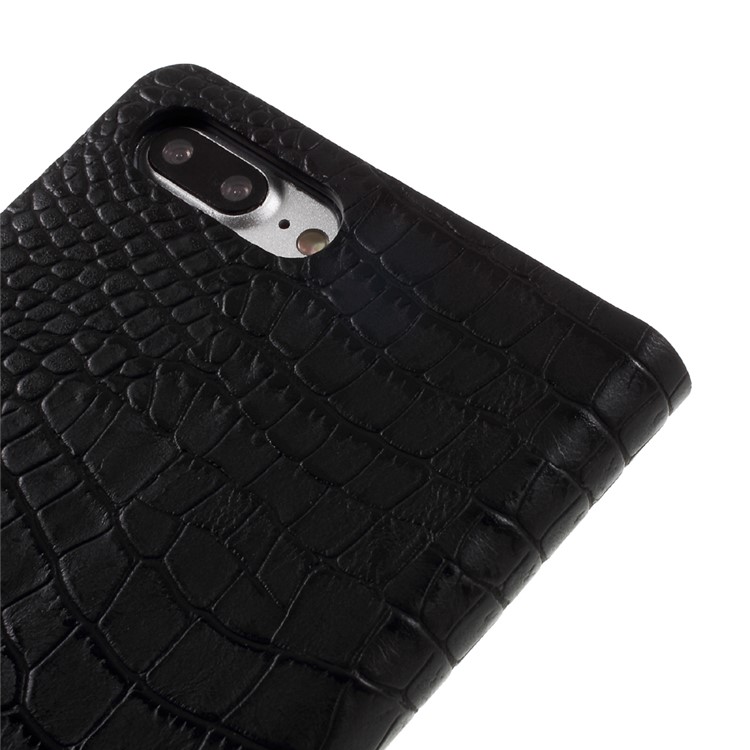 KAIYUE Crocodile Grain Auto-absorbed Genuine Leather Phone Case for iPhone 7 Plus 5.5 - Black-9
