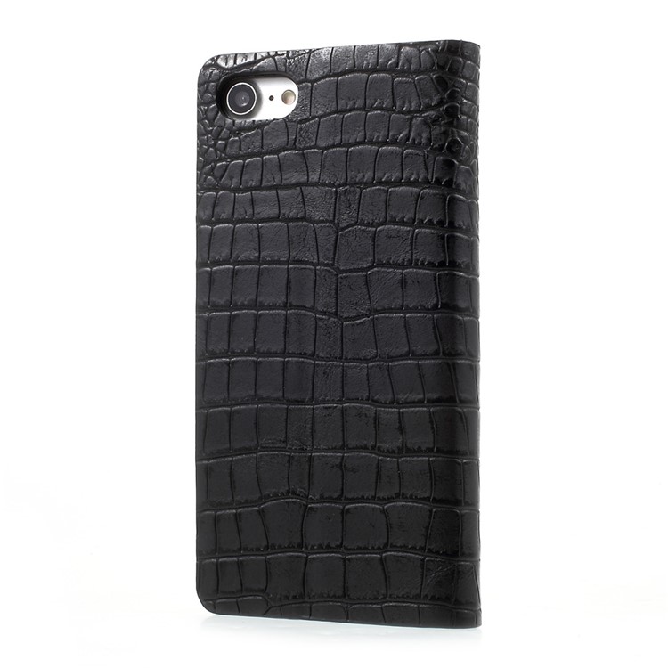 KAIYUE Crocodile Texture Auto-absorbed Genuine Leather Phone Case for iPhone 7 4.7 inch - Black-2