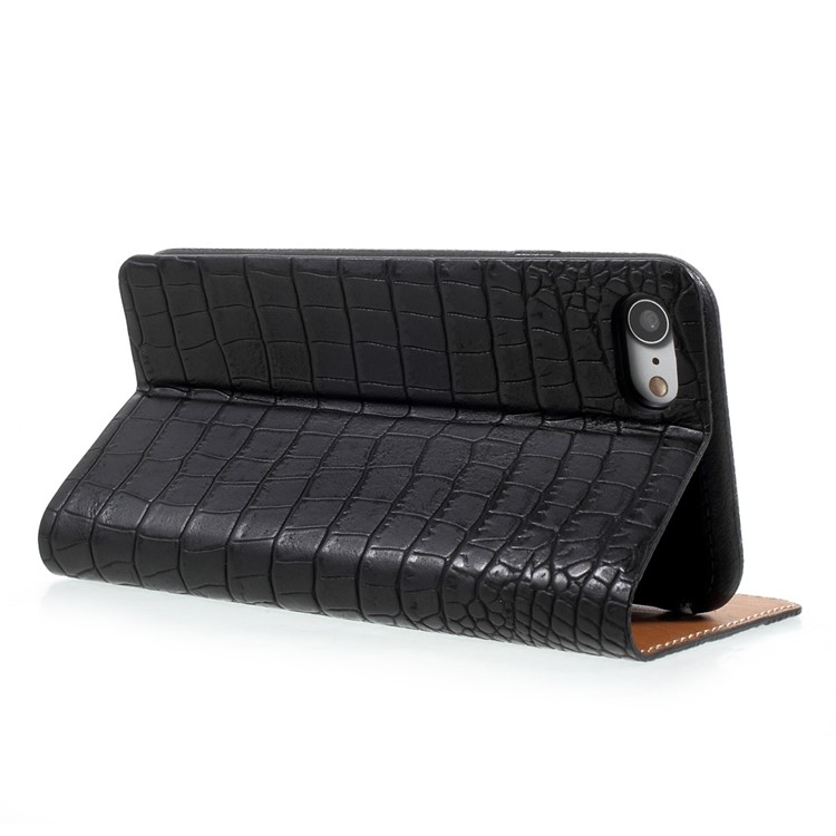 KAIYUE Crocodile Texture Auto-absorbed Genuine Leather Phone Case for iPhone 7 4.7 inch - Black-4