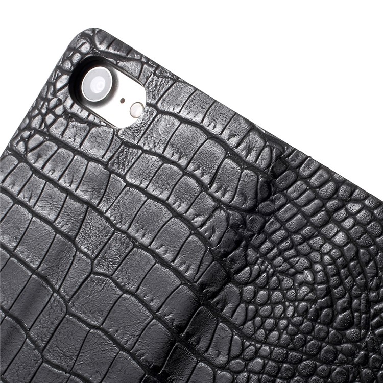 KAIYUE Crocodile Texture Auto-absorbed Genuine Leather Phone Case for iPhone 7 4.7 inch - Black-6