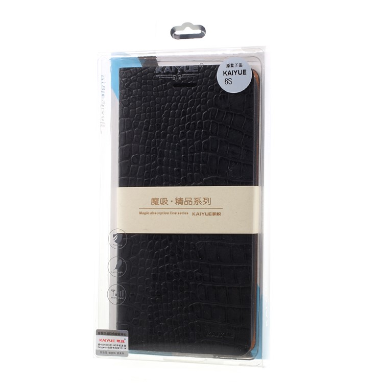 KAIYUE Auto-absorbed Crocodile Leather Case Accessory for iPhone 6s/6 4.7 inch - Black-11