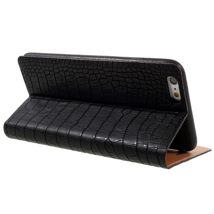 KAIYUE Auto-absorbed Crocodile Leather Case Accessory for iPhone 6s/6 4.7 inch - Black-5