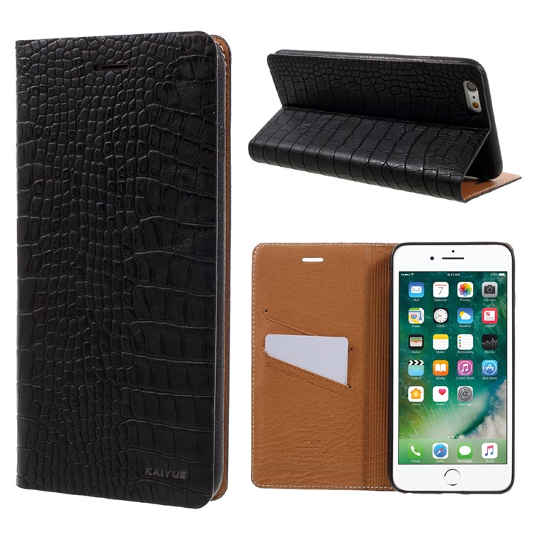 KAIYUE Auto-absorbed Crocodile Leather Mobile Cover for iPhone 6s Plus /6 Plus - Black-1