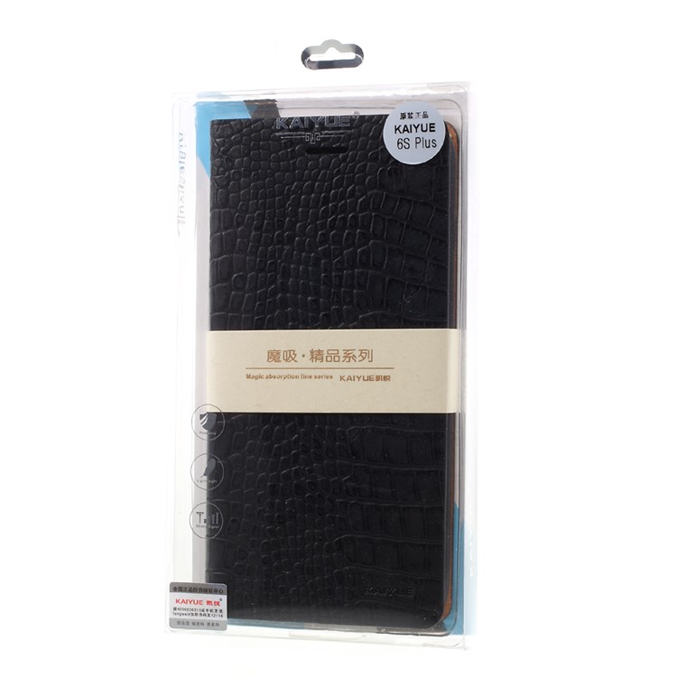 KAIYUE Auto-absorbed Crocodile Leather Mobile Cover for iPhone 6s Plus /6 Plus - Black-11
