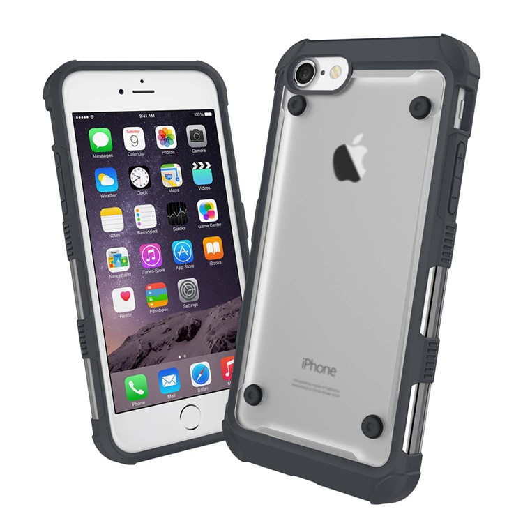 

площадка-испытание падать-защитный бампер с задней панелью ПК для iPhone 8/7 - черный, iPhone 8 4.7 inch