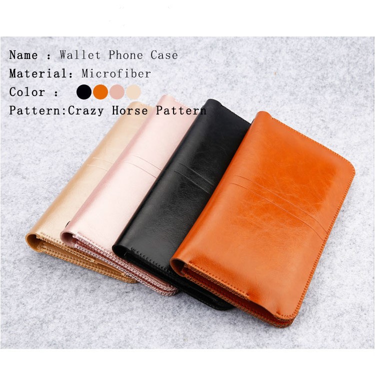 SOYAN Crazy Horse Texture Universal Leather Wallet Pouch for iPhone 7, 7 Plus Etc., Size: 19 x 9cm - Black-6