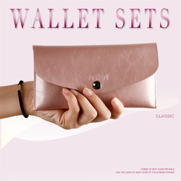 

SOYAN Envelope Style Leather Wallet Pouch Phone Accessory for iPhone 8/7/6s/6 Etc - Rose Gold