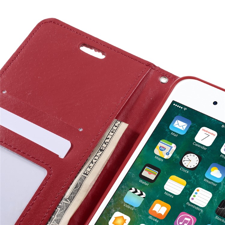 Diamonds and Beads Decor Leather Wallet Phone Case for iPhone 7 Plus 5.5 inch - Red-7