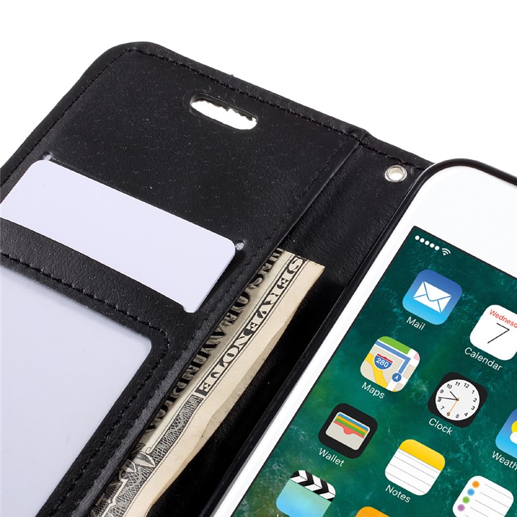 Diamonds and Beads Decor Leather Wallet Phone Case for iPhone 7 4.7 inch - Black-10