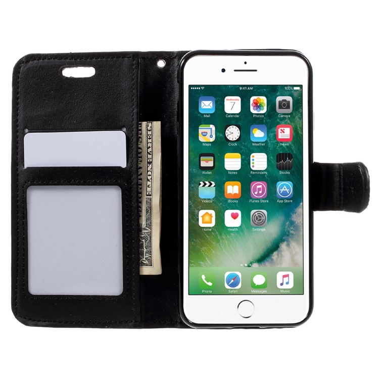 Diamonds and Beads Decor Leather Wallet Phone Case for iPhone 7 4.7 inch - Black-6