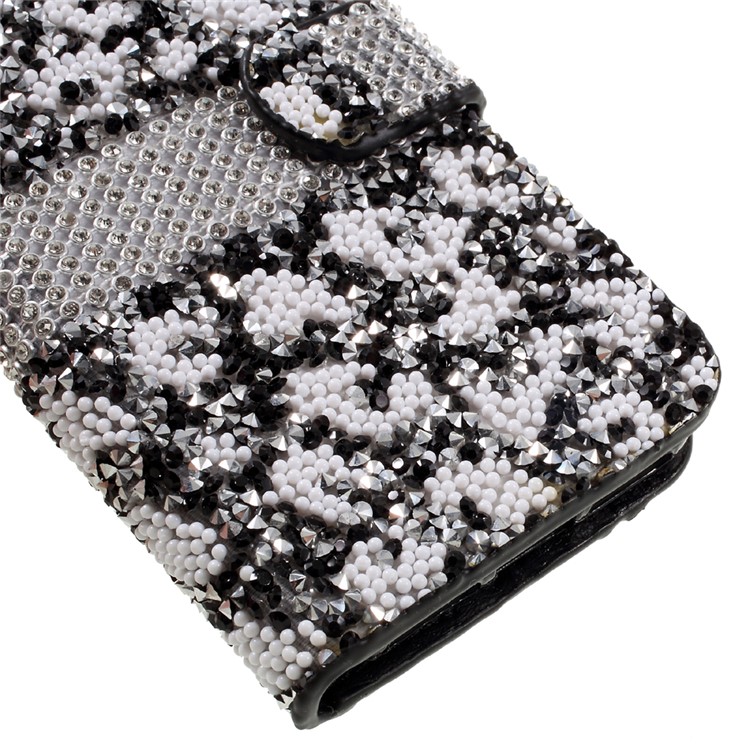 Diamonds and Beads Decor Leather Wallet Phone Case for iPhone 7 4.7 inch - Black-7