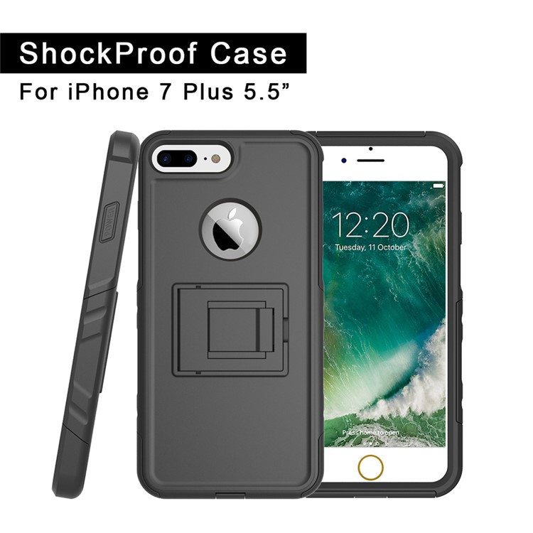 Shockproof Hybrid Cell Phone Case with Kickstand for iPhone 7 Plus (TPU + PC) - Black-10