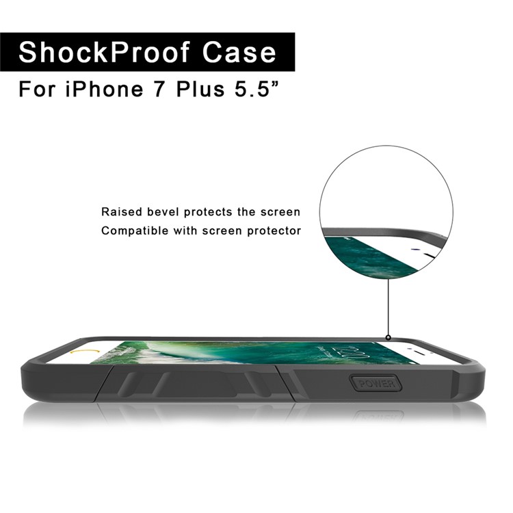 Shockproof Hybrid Cell Phone Case with Kickstand for iPhone 7 Plus (TPU + PC) - Black-6