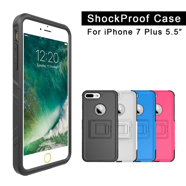Shockproof Hybrid Cell Phone Case with Kickstand for iPhone 7 Plus (TPU + PC) - Black-7