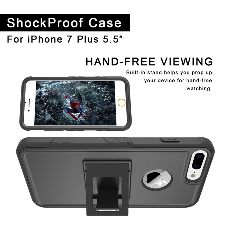 Shockproof Hybrid Cell Phone Case with Kickstand for iPhone 7 Plus (TPU + PC) - Black-8