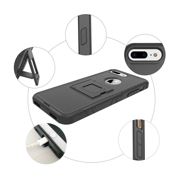 Shockproof Hybrid Cell Phone Case with Kickstand for iPhone 7 Plus (TPU + PC) - Black-9