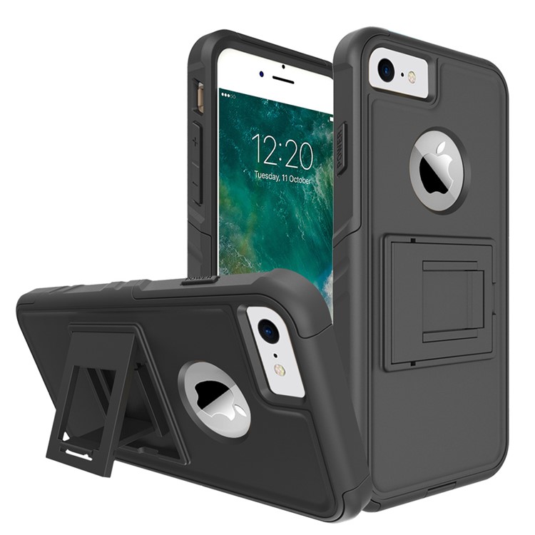 Shockproof Hybrid Cell Phone Case with Kickstand for iPhone 7 4.7 inch (TPU + PC) - Black-1