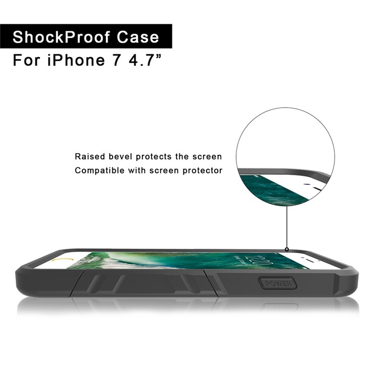 Shockproof Hybrid Cell Phone Case with Kickstand for iPhone 7 4.7 inch (TPU + PC) - Black-5