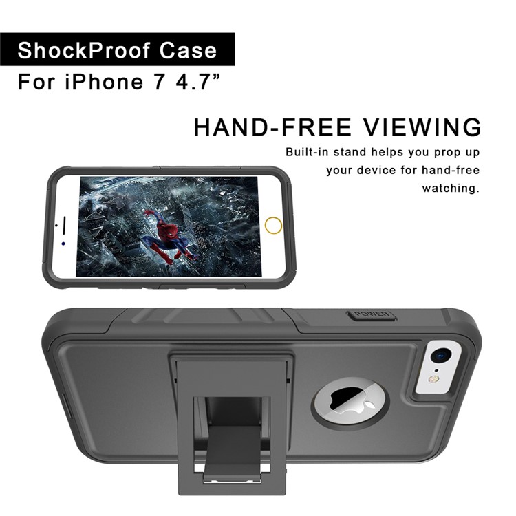 Shockproof Hybrid Cell Phone Case with Kickstand for iPhone 7 4.7 inch (TPU + PC) - Black-6
