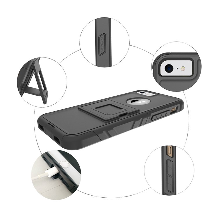 Shockproof Hybrid Cell Phone Case with Kickstand for iPhone 7 4.7 inch (TPU + PC) - Black-7
