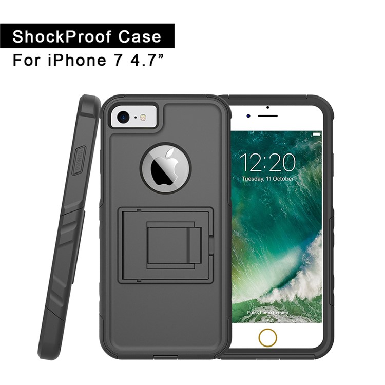 Shockproof Hybrid Cell Phone Case with Kickstand for iPhone 7 4.7 inch (TPU + PC) - Black-8