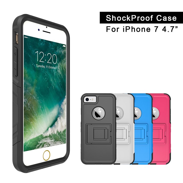 Shockproof Hybrid Cell Phone Case with Kickstand for iPhone 7 4.7 inch (TPU + PC) - Black-9
