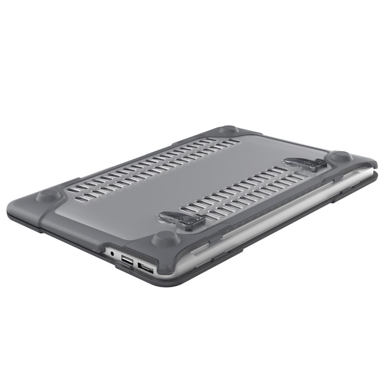 See-through Plastic TPU Full Protection Case for Macbook Air 11 Inch with Kickstand - Grey-10