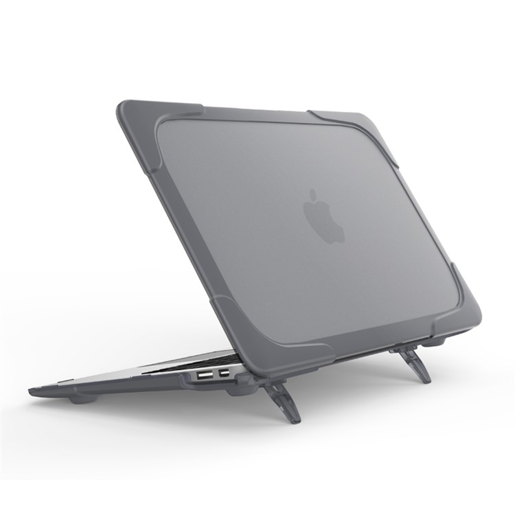 See-through Plastic TPU Full Protection Case for Macbook Air 11 Inch with Kickstand - Grey-11